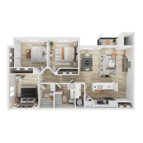 Floor plan for 3 beds, 2 baths, 1120 sqft